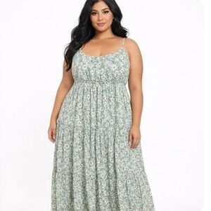 Elegant Floral Maxi Dress in Green